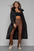 Купить Пальто утепленное с капюшоном зимнее женское черного цвета 51156Ch, фото 13