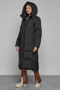 Купить Пальто утепленное с капюшоном зимнее женское черного цвета 51156Ch, фото 5