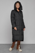Купить Пальто утепленное с капюшоном зимнее женское черного цвета 51156Ch, фото 6