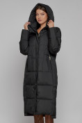 Купить Пальто утепленное с капюшоном зимнее женское черного цвета 51156Ch, фото 7