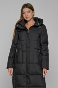 Купить Пальто утепленное с капюшоном зимнее женское черного цвета 51156Ch, фото 8