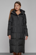 Купить Пальто утепленное с капюшоном зимнее женское черного цвета 51156Ch, фото 9