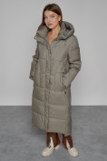 Купить Пальто утепленное с капюшоном зимнее женское цвета хаки 51156Kh, фото 11