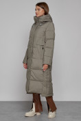 Купить Пальто утепленное с капюшоном зимнее женское цвета хаки 51156Kh, фото 2