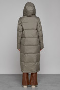 Купить Пальто утепленное с капюшоном зимнее женское цвета хаки 51156Kh, фото 4