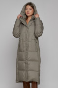 Купить Пальто утепленное с капюшоном зимнее женское цвета хаки 51156Kh, фото 7