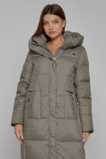 Купить Пальто утепленное с капюшоном зимнее женское цвета хаки 51156Kh, фото 8