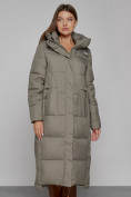 Купить Пальто утепленное с капюшоном зимнее женское цвета хаки 51156Kh, фото 9