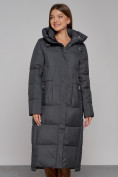 Купить Пальто утепленное с капюшоном зимнее женское темно-серого цвета 51156TC, фото 8