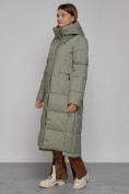 Купить Пальто утепленное с капюшоном зимнее женское зеленого цвета 51156Z, фото 2