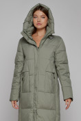 Купить Пальто утепленное с капюшоном зимнее женское зеленого цвета 51156Z, фото 7