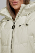Купить Зимняя женская куртка модная с капюшоном бежевого цвета 512305B, фото 11