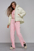 Купить Зимняя женская куртка модная с капюшоном бежевого цвета 512305B, фото 12