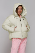 Купить Зимняя женская куртка модная с капюшоном бежевого цвета 512305B, фото 2