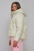 Купить Зимняя женская куртка модная с капюшоном бежевого цвета 512305B, фото 4