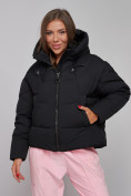 Купить Зимняя женская куртка модная с капюшоном черного цвета 512305Ch, фото 11