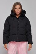 Купить Зимняя женская куртка модная с капюшоном черного цвета 512305Ch, фото 8