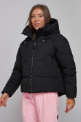 Купить Зимняя женская куртка модная с капюшоном черного цвета 512305Ch, фото 9