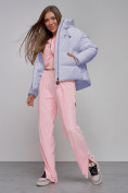 Купить Зимняя женская куртка модная с капюшоном фиолетового цвета 512305F, фото 12