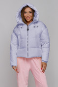 Купить Зимняя женская куртка модная с капюшоном фиолетового цвета 512305F, фото 5