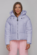 Купить Зимняя женская куртка модная с капюшоном фиолетового цвета 512305F, фото 7