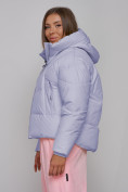 Купить Зимняя женская куртка модная с капюшоном фиолетового цвета 512305F, фото 8