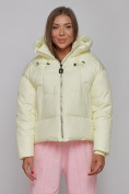 Купить Зимняя женская куртка модная с капюшоном светло-желтого цвета 512305SJ, фото 5