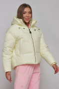 Купить Зимняя женская куртка модная с капюшоном светло-желтого цвета 512305SJ, фото 7