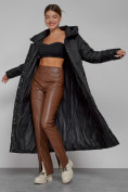 Купить Пальто утепленное с капюшоном зимнее женское черного цвета 52109Ch, фото 12