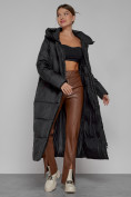 Купить Пальто утепленное с капюшоном зимнее женское черного цвета 52109Ch, фото 13