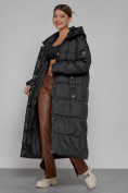 Купить Пальто утепленное с капюшоном зимнее женское черного цвета 52109Ch, фото 14