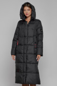Купить Пальто утепленное с капюшоном зимнее женское черного цвета 52109Ch, фото 5