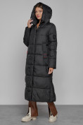 Купить Пальто утепленное с капюшоном зимнее женское черного цвета 52109Ch, фото 7