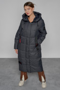 Купить Пальто утепленное с капюшоном зимнее женское темно-серого цвета 52109TC, фото 10