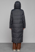 Купить Пальто утепленное с капюшоном зимнее женское темно-серого цвета 52109TC, фото 4