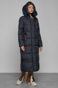 Купить Пальто утепленное с капюшоном зимнее женское темно-синего цвета 52109TS, фото 6