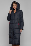 Купить Пальто утепленное с капюшоном зимнее женское темно-синего цвета 52109TS, фото 7