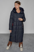 Купить Пальто утепленное с капюшоном зимнее женское темно-синего цвета 52109TS, фото 10