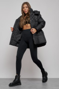 Купить Зимняя женская куртка молодежная с капюшоном черного цвета 52301Ch, фото 10