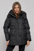 Купить Зимняя женская куртка молодежная с капюшоном черного цвета 52301Ch, фото 11