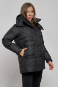 Купить Зимняя женская куртка молодежная с капюшоном черного цвета 52301Ch, фото 12