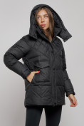 Купить Зимняя женская куртка молодежная с капюшоном черного цвета 52301Ch, фото 13