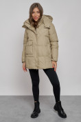 Купить Зимняя женская куртка молодежная с капюшоном светло-коричневого цвета 52301SK, фото 11