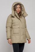 Купить Зимняя женская куртка молодежная с капюшоном светло-коричневого цвета 52301SK, фото 15