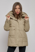 Купить Зимняя женская куртка молодежная с капюшоном светло-коричневого цвета 52301SK, фото 8
