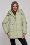 Купить Зимняя женская куртка молодежная с капюшоном салатового цвета 52301Sl, фото 10