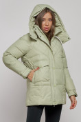 Купить Зимняя женская куртка молодежная с капюшоном салатового цвета 52301Sl, фото 11