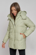 Купить Зимняя женская куртка молодежная с капюшоном салатового цвета 52301Sl, фото 13