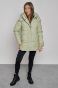 Купить Зимняя женская куртка молодежная с капюшоном салатового цвета 52301Sl, фото 5