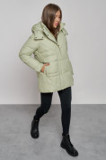 Купить Зимняя женская куртка молодежная с капюшоном салатового цвета 52301Sl, фото 6